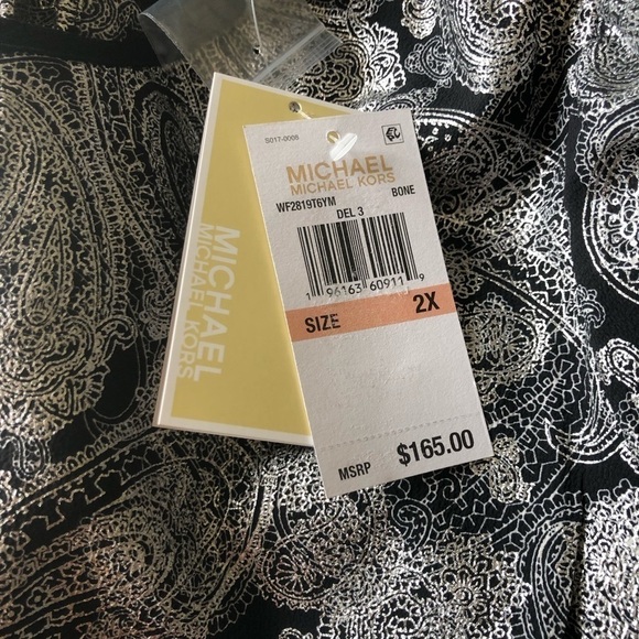 Michael Michael Kors Paisley Foil Long Sleeve Flounce Dress Size 2X - Picture 10 of 14